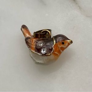 Mini Enamelled Bird Charm with Clear Stones for Bracelet or Necklace